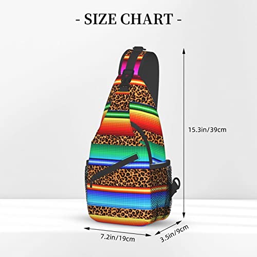 Mexico Serape Leopard Print Crossbody Bags Women Men Cross Chest Bag Adjustable Sling Backpack Shoulder Bag For Cycling Travel Sport Hiking3