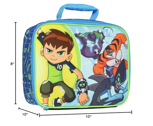 Bioworld Ben 10 Aliens Omni-Kix Shock Rock Rath XLR8 Single Compartment Lunch Bag Tote For Hot And Cold Food, Drinks, And Snacks