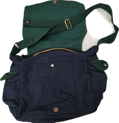 Image of ROUGH CANVAS COTTON MESSENGER BAG /BRASS ZIPPER CLOSURE /HANDMADE /ANTIQUE /VINTAGE /ECO LOVELY /UNISEX /SUSTAINABLE /HIGHLY DURABLE /WASHABLE /NATURAL