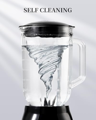 SHARDOR SHARDOR Standmixer, 700 W Spitzenleistung smoothie maker mit 1,5-Liter-Glasbehälter, Edelstahl 6-Klingen, 5 Geschwindigkeitsstufen für Milchshakes, Smoothies, Säfte und Eisgetränke, schwarz - Designansicht 6 | Mixer