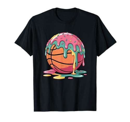 Colorful Basketball Ice Cream Drip Melting Ice Cream Boys T-Shirt