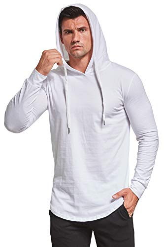 Aiyino Men's S-5X Long Sleeve Fashion Athletic Hoodies Sport Sweatshirt Hip Hop Pullover Xl White #TOP4