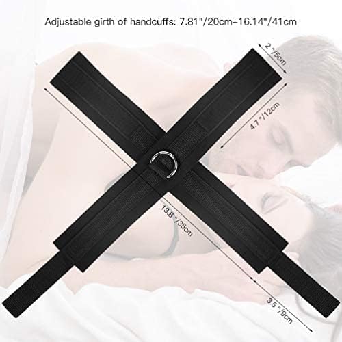 UTIMI Cross Handcuffs BDSM Adjustable Restraints for SM Bracelets Beginners Bondage Kit with D-Ring Sex Toys for Women and Couple,Black,Dacron