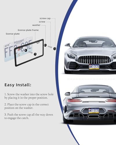 Oklpf OK0552 2 Pack Black License Plate Frame, Black Aluminum License Plate Cover thumb #3