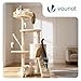 VOUNOT® Kratzbaum Katzenbaum 112 cm hoch, Stabil Mehrstöckiger Kletterbaum Katzenkratzbaum mit Kratzsäulen Plattformen Höhle und Spielzeug, Beige