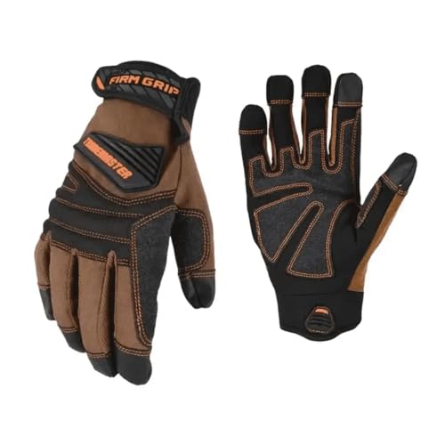 Image of Firm Grip Trademaster Large Tan Duck Canvas Work Gloves with Reinforced Palm, Padded Knuckles, & Touchscreen Compatibility