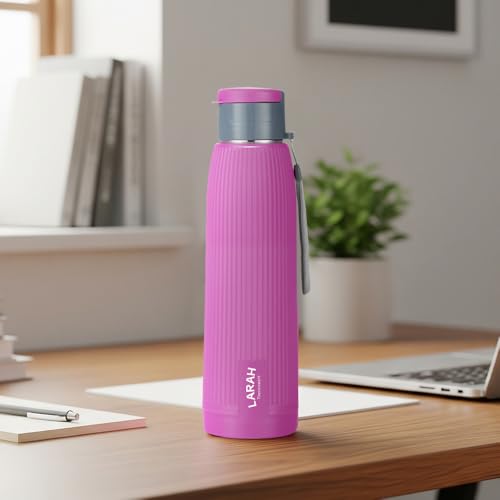 Image of Larah by Borosil 700 ml Lava Purple Stainless Steel Water Bottle | Made in India Pu Insulated Thermoware | Leakproof, BPA Free| Bottle for Office, School, College & Gym, Daily Use | 1 Year Warranty