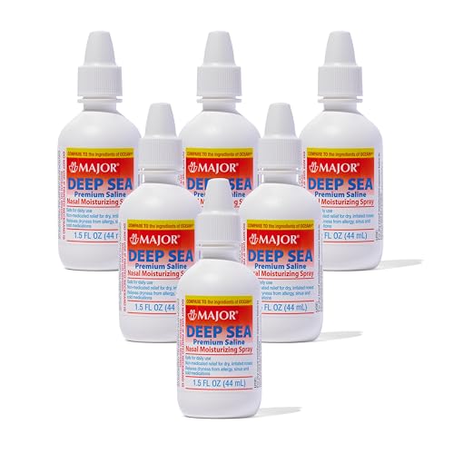 MAJOR Deep Sea Premium Saline - Nasal Moisturizing Spray for Dryness and Irritation Relief - Sodium Chloride 0.65% - 1.5 Fl. Oz (6 Pack)