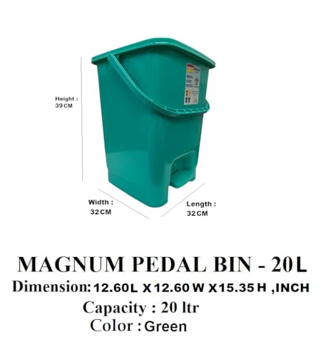 Image of ARISTO Plastic Pedal Dustbin With Handle 20 ltr Green