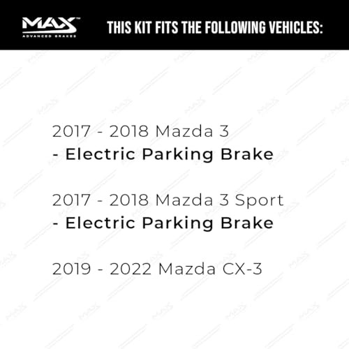 Image of MAX Advanced Brakes - Rear Brake Kit For 2017-2018 Mazda 3 (Electric Parking Brake), 2019-2022 Mazda CX-3| Carbon Ceramic Brake and Rotor Kit| Geomet Coated Cross-Drilled Brake Rotors