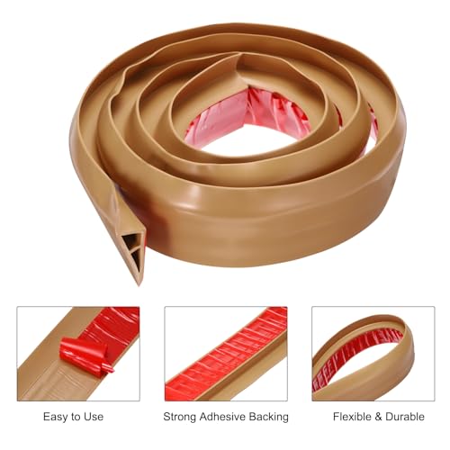 QUARKZMAN Bodenübergangsleiste Selbstklebend, 2m/6,6ft Laminat Türübergangsleisten Teppichkantenleiste für Teppichtüren zur Überbrückung von Bodenlücken Passend für 20mm Höhe, Hellbraun