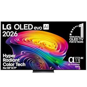 LG OLED77C6ELB TV 77 Zoll (195 cm) 4K OLED evo AI TV (α11 Gen3 4K AI Prozessor, webOS 26, 120Hz (VRR bis zu 165Hz)) [Modelljahr 2026] [Energieklasse E]
