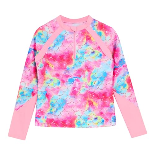UPF 50+ Rashguard Shirts for Girls Printed Long Sleeve Zip Neck Swim Tank Top3
