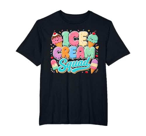 Ice Cream Squad Cute National Ice Cream Day Summer T-Shirt, Men's Big and Tall, Black, 2X Tall