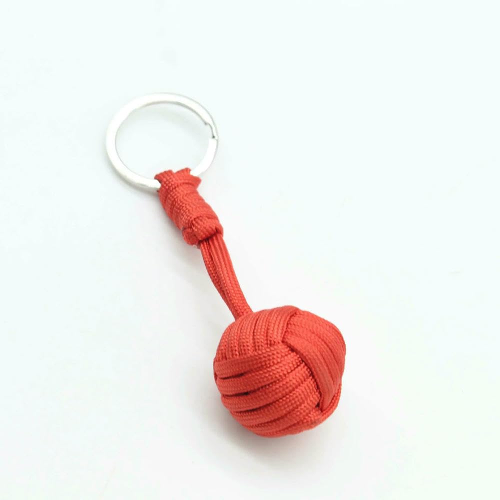 Portachiavi in Paracord a Forma di Palla d'Acciaio con Pugno di Scimmia per Sopravvivenza all'aperto autodifesa tattico Corda da Paracadute Ciondolo Portachiavi a Forma di Palla Intrecciata.