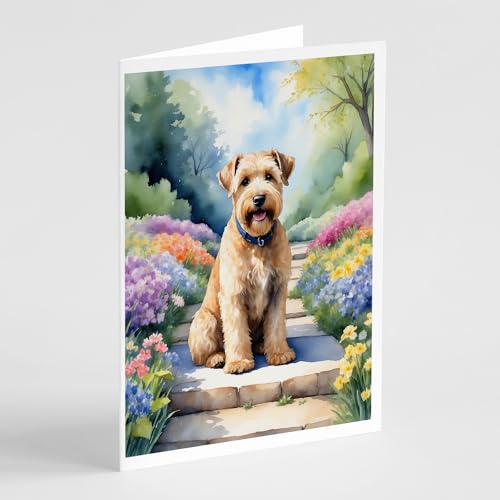 Caroline's Treasures Wheaten Terrier Spring Path Greeting Cards Pack of 8 Blank Cards with Envelopes Whimsical A7 Size 5x7 Blank Note Cards