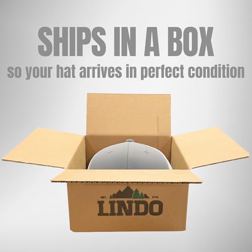 Image of LINDO Trucker Hat [ Palm Tree 2.0 Design ] for Men and Women: Mid Profile Cap with Breathable Mesh Back and Adjustable Snap