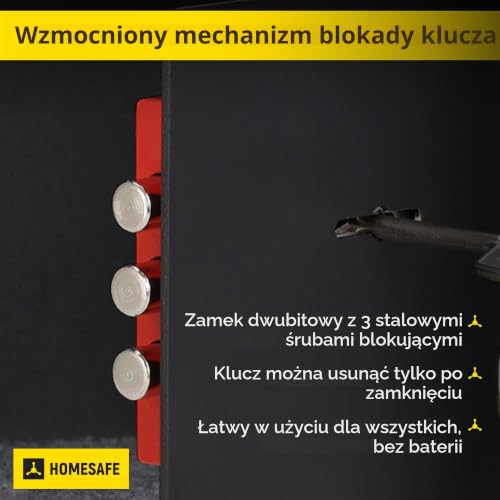 Homesafe HV15K Sejf z zamkiem kluczowym, 15x20x15cm (HxWxD), Carbon Satynowa Czerń
