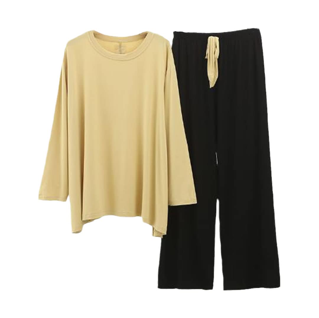 Conjunto de pijama de mujer de color de contraste de algodón cómodo para mujer, Imagen1, talla única