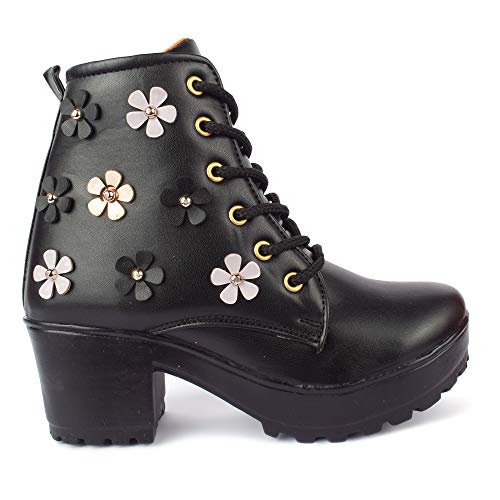 Image of KRAFTER Classic Black Boots for Women & Girls - Fashionable High Ankle Winter Shoes Soft Insole Lightweight & Durable - Casual Wear