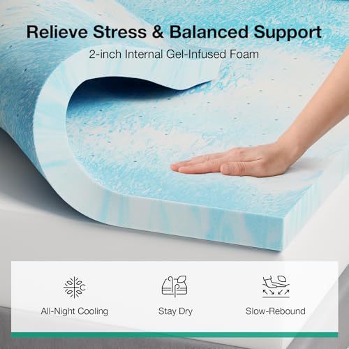 Image of Novilla Full Memory Foam Mattress Topper with Detachable Cool Cover, 2-in-1 Breathable Mattress Protector for 8-21 inch, Washable All-Season Support & Comfort Pad for Dorm, Guest Room, RV, Travel