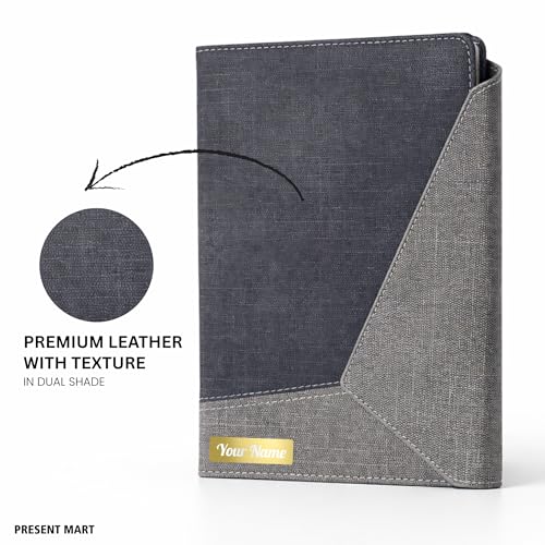 Image of FoldBook Mail Personalized Name Print A5 Notebook with Magnetic Flap Closure, Envelope Style 3-Fold Cover, 192 Pages Premium 80 GSM Paper, Bookmark Ribbon, Custom Journal Diary for Office School Gifts (DARK GREY)
