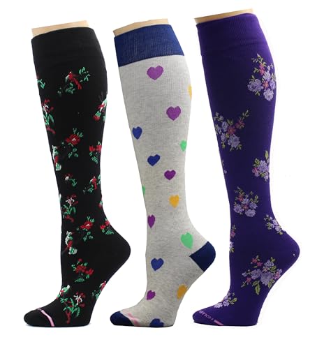 Image of Dr. Motion 3 Pairs Light Summer Bright Fun Graduated Compression Women's Knee-Hi Socks