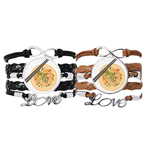 Bracelet plat chinois noodle en cuir corde l'idée cadeau parfaite pour couple