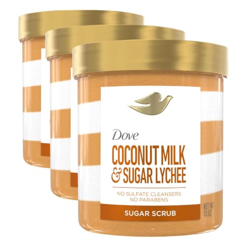 Dove Sugar Body Scrub Coconut & Lychee For Women For Exfoliated & Hydrated skin 15 oz (Pack of 3) - image 1