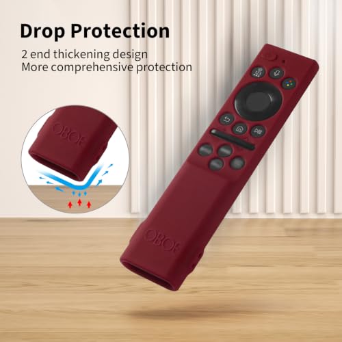 Image of Oboe Silicone Tv Remote Cover Compatible with Samsung Smart Tv Remote 2026 Model BN59-01498A Open Key Case with Lanyard (Wine Red) [REMOT E NOT Included]