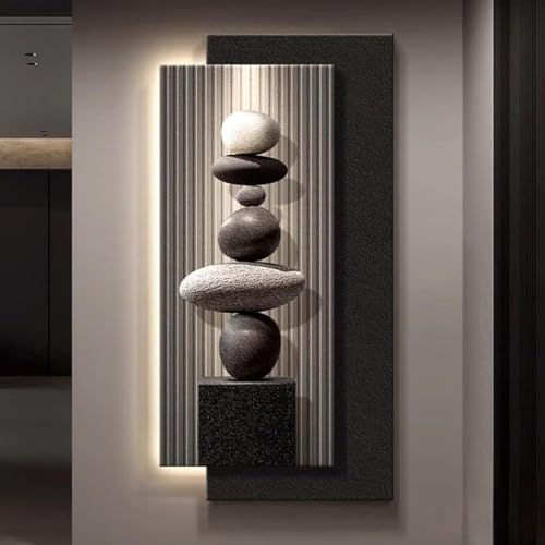 Art mural en grès 3D avec lumière LED pour éclairer un couloir sombre et vide