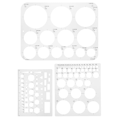 Circle Stencils for Drawing 3 Pcs Geometric Drawings Templates Circle Shape Guide Stencil Measuring for Office School Building Formwork Drawings Template Multi-Size Reusable Drafting Tools