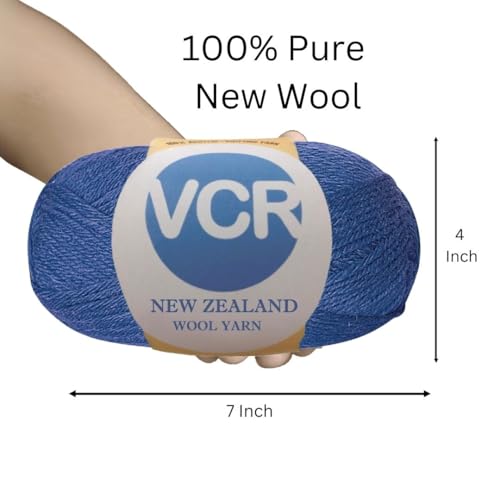 Image of VCR Royal Blue Chunky Wool Yarn, 100 Grams, Hank, 196 Meters, 100% New Zealand Wool Knitting Yarn, Soft Crosia Thread Suitable for Baby Blankets & Booties Pack of 1