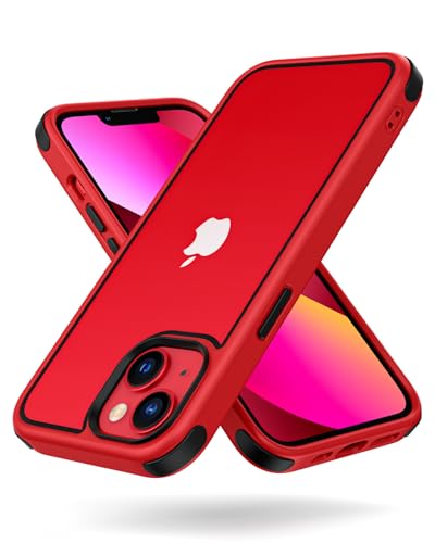 MobNano Funda iPhone 14, Funda iPhone 13 Antigolpes Transparente Capa Silicona Bumper Case para iPhone 13 14 360 Grados Completa Protectora Funda - Rojo/Negro