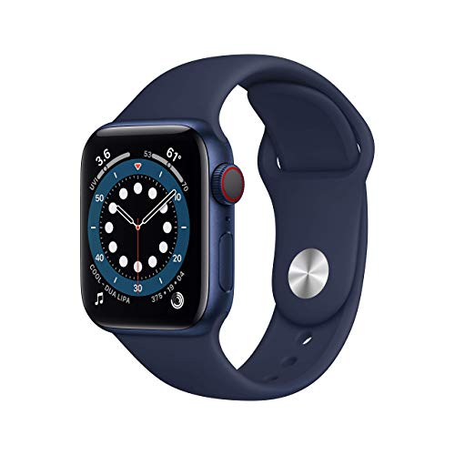 Apple Watch Series 6 (GPS + Zellular, 40MM) Aluminiumgehäuse Blau mit Tiefe Marine Sportarmband (Generalüberholt)