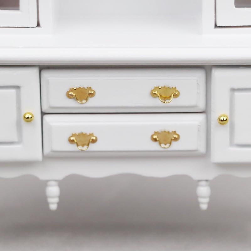 Miniatura 5 de AirAds - Casa de muñecas 112, muebles en miniatura para bufé y gabinete para comedor para cubiertos y manteles, platos formales para armario (blanco)