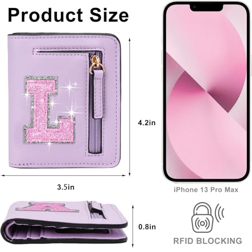 Image of Birthday Gifts for Teen Girl Kids Wallet Girl Wallets Small Initial Rfid Wallet Teen Girls Gift Preppy Stuff for Girls Purple L