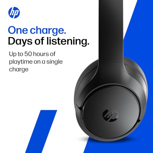 Image of HP H400 Wireless Headset, Over Ear Headset, Built-in Noise-canceling mic, Calling and Playing time Upto 50 Hours, Bluetooth 6.0, Type-c Charging, 1 Year Warranty, Black, 210 Grams (D69Z3AA)