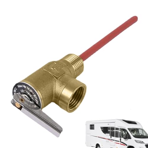 Fyrdyn Válvula De De Temperatura Y Presión Para Calentador De Agua RV 99°C 10.3 Bar,Válvula de Seguridad para Calentadores | Accesorio De Fontanería Con Sonda Extendida Para Fontaneros Técnicos