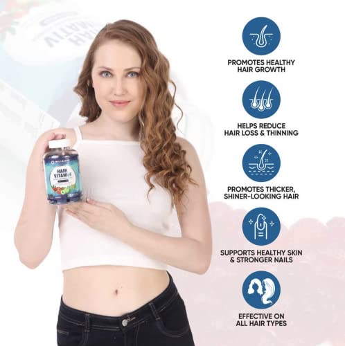 Image of Hair Vitamin Gummy | 60 Count | Advanced Hair Growth Formula With 30+ Pro Hair Bionutrients with Natural Biotin (Sesbania), Alovera and Turmeric Extracts