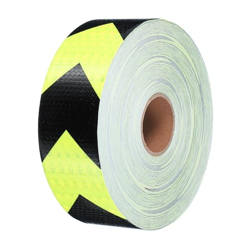 Ruban Réfléchissant Jaune Fluorescent Flèche Noir 2" x 148' PATIKIL