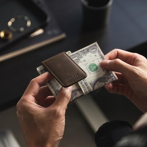 VULKIT Slim Magnetic Money Clip Leather Credit Business Card Holder Bills Holder, Strong Magnet Holds 15 x Folded Bank Notes - Image 5