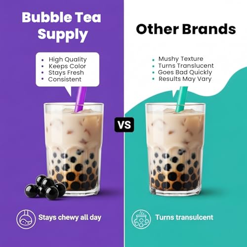 Black Tapioca Boba Pearls for Bubble & Milk Tea Unsweetened - 2.2 Lbs 20-30 Servings - Premium Chewy Black Tapioca Boba Bubbles For Beverages & Dessert Toppings For Pro Tea & Coffee Shops & Home Use