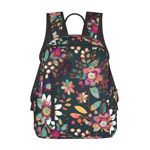 Sac à dos léger noir et blanc floral pour vos voyages et shopping
