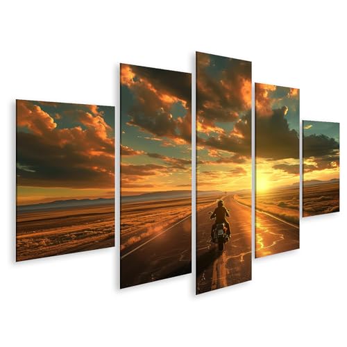 islandburner Quadro su tela tramonto moto giro attraverso il paesaggio aperto per soggiorno appassionati di moto Harley-Davidson Store immagini murali poster