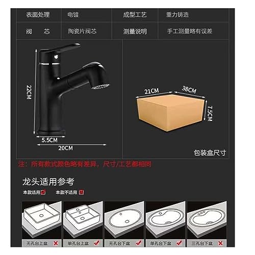Grifo negro de cobre completo con interruptor robusto para lavabo elegante 3
