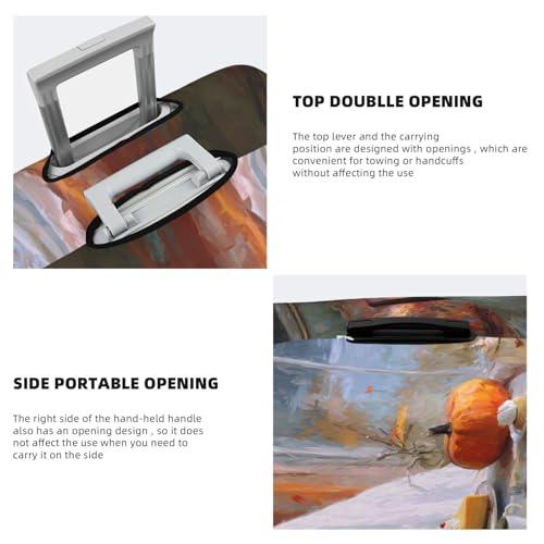 Cute Ghost At The Table Pumpkin Pie Elastic Travel Luggage Covers Dustproof Scratch-Resistant Suitcase Protector Fit 22-24 Inch3