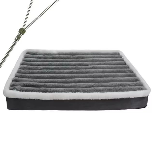 Tapete ortopédico para cama para perros con funda extraíble con cremallera, colchón lavable para mascotas para perros pequeños, medianos y grandes, espuma viscoelástica suave, antideslizante (gris,