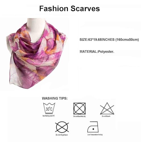 Image of Pokeedioty Scarfs for Women Lightweight Scarves Elegant Floral Pattern Sheer Scarfs Shawls Wraps