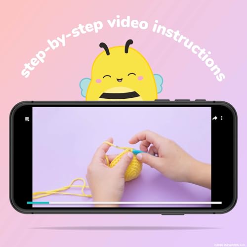 Image of Original Squishmallows Crochet Kit - Sunny Bag Charm, Bumblebee Crochet Kit for Beginners with Yarn, Starter Hooks, Step-by-Step Tutorials, DIY Craft, Great Teen Gifts